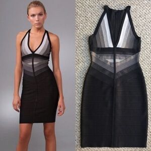 Herve Leger A-maze-ing black combo gradient dress
